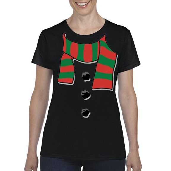 MmF - Women's T-Shirt Short Sleeve - Christmas Snowman Scarf