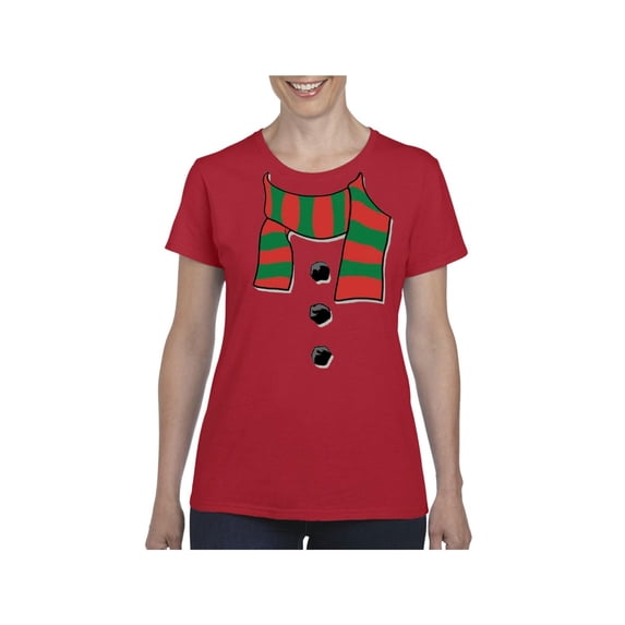 MmF - Women's T-Shirt Short Sleeve - Christmas Snowman Scarf