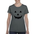 thumbnail image 1 of MmF - Women's T-Shirt Short Sleeve - Halloween Halloween Pumpkin Face in Black, 1 of 5