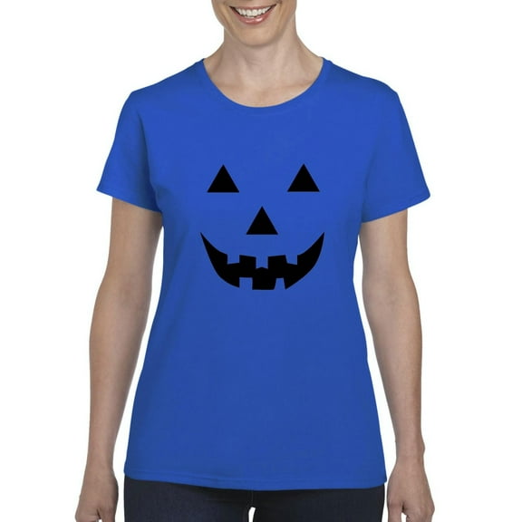 MmF - Women's T-Shirt Short Sleeve - Halloween Halloween Pumpkin Face in Black