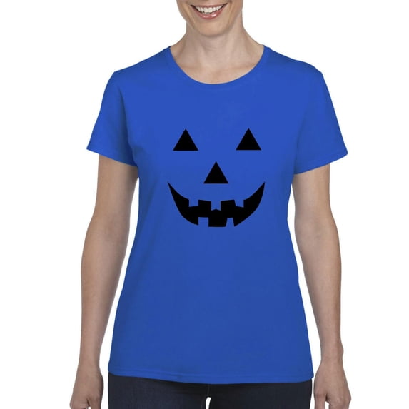 MmF - Women's T-Shirt Short Sleeve - Halloween Halloween Pumpkin Face in Black