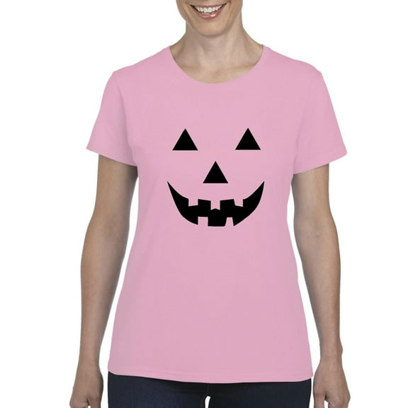 MmF - Women's T-Shirt Short Sleeve - Halloween Halloween Pumpkin Face in Black