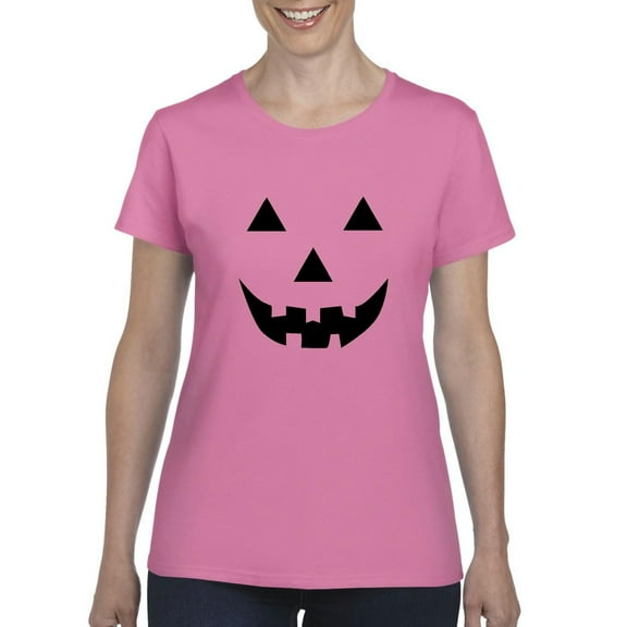 MmF - Women's T-Shirt Short Sleeve - Halloween Halloween Pumpkin Face in Black