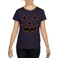 thumbnail image 1 of MmF - Women's T-Shirt Short Sleeve - Halloween Jack O' Lantern Pumpkin Face, 1 of 5