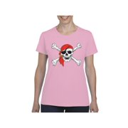 MmF - Women's T-Shirt Short Sleeve - Halloween Jolly Roger Skull Crossbones