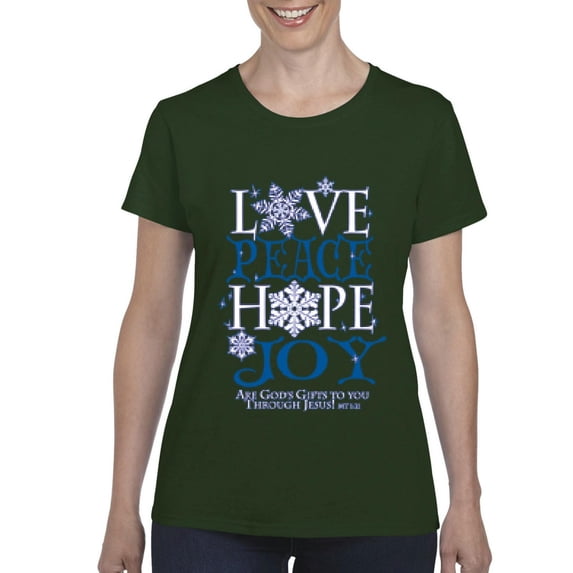 MmF - Women's T-Shirt Short Sleeve - PEACE HOPE LOVE JOY
