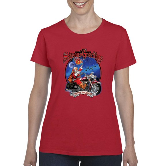 MmF - Women's T-Shirt Short Sleeve - SEASONS GREETINGS HAPPY HOLIDAYS