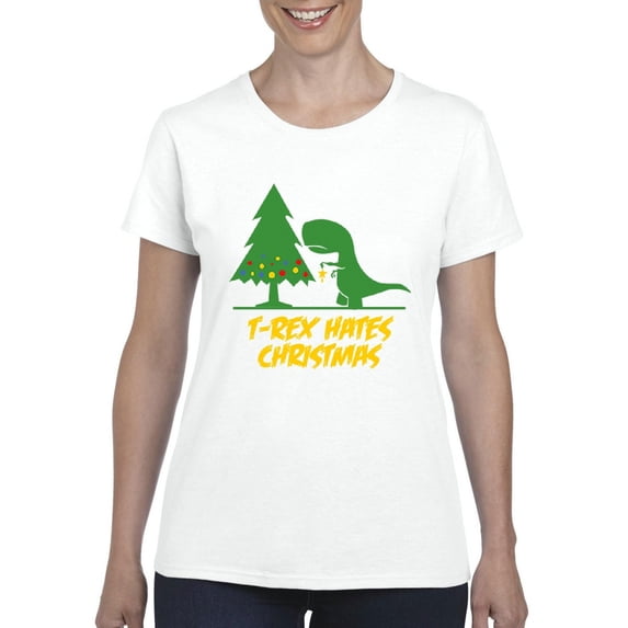 MmF - Women's T-Shirt Short Sleeve - XMAS DINOSAUR