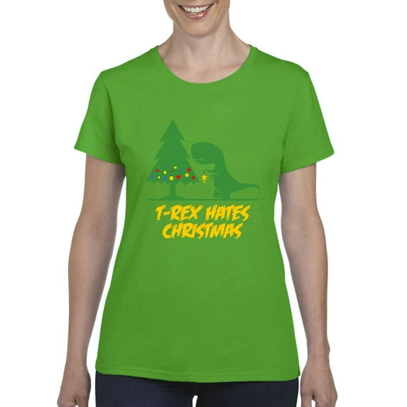 MmF - Women's T-Shirt Short Sleeve - XMAS DINOSAUR