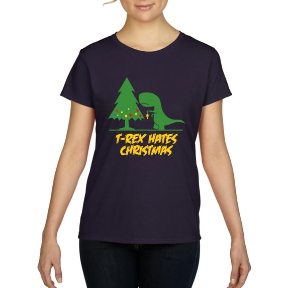 MmF - Women's T-Shirt Short Sleeve - XMAS DINOSAUR