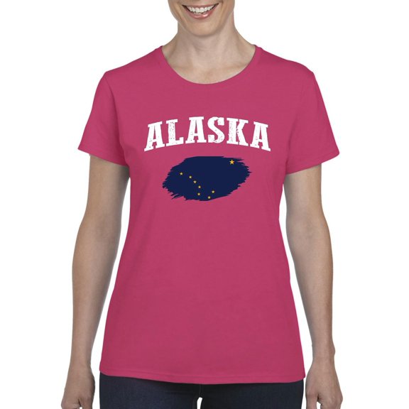 MmF - Women's T-Shirt Short Sleeve, up to Women Size 3XL - Alaska Flag
