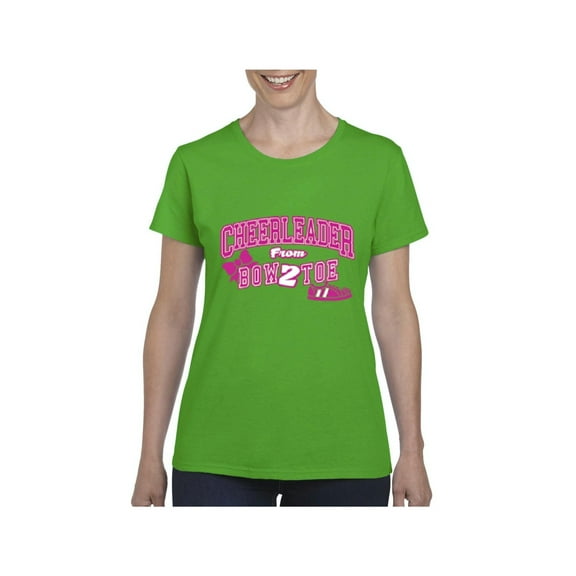MmF - Women's T-Shirt Short Sleeve, up to Women Size 3XL - Cheerleader Bow 2 Toe