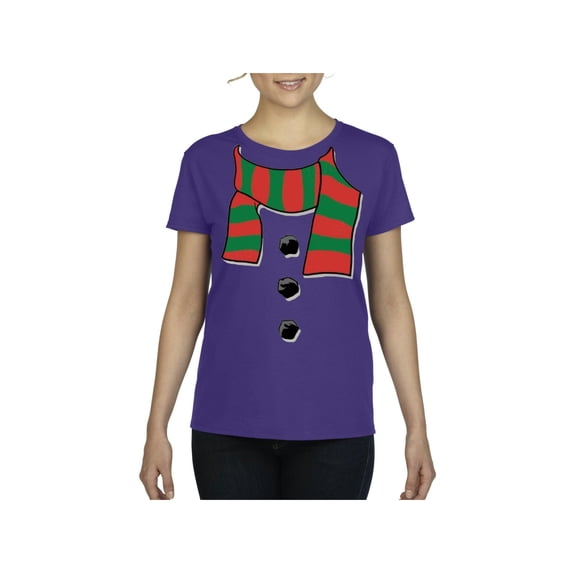 MmF - Women's T-Shirt Short Sleeve, up to Women Size 3XL - Christmas Snowman Scarf