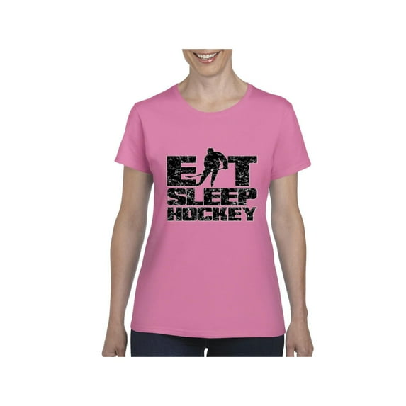 MmF - Women's T-Shirt Short Sleeve, up to Women Size 3XL - Eat Sleep Hockey