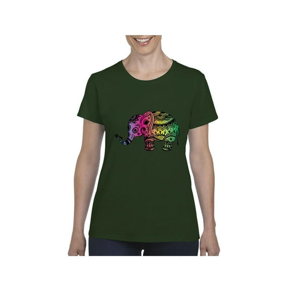 MmF - Women's T-Shirt Short Sleeve, up to Women Size 3XL - Elephant