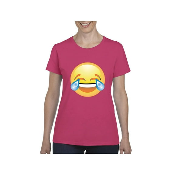 MmF - Women's T-Shirt Short Sleeve, up to Women Size 3XL - Emoji Laughing Tears