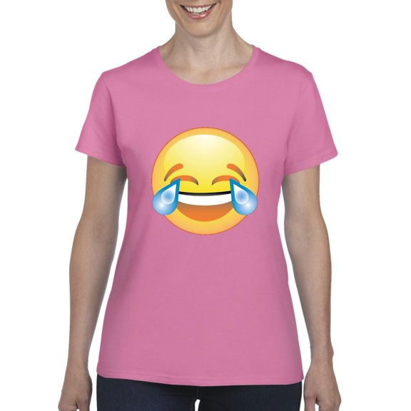 MmF - Women's T-Shirt Short Sleeve, up to Women Size 3XL - Emoji Laughing Tears