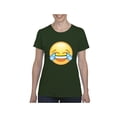thumbnail image 1 of MmF - Women's T-Shirt Short Sleeve, up to Women Size 3XL - Emoji Laughing Tears, 1 of 5