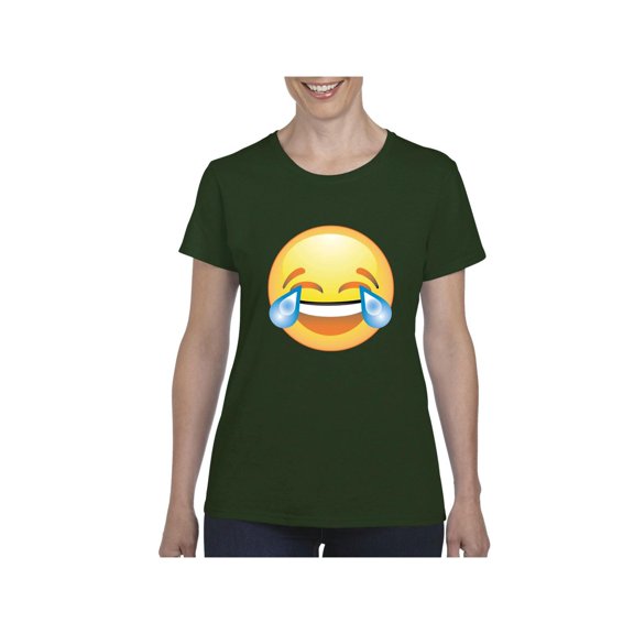 MmF - Women's T-Shirt Short Sleeve, up to Women Size 3XL - Emoji Laughing Tears