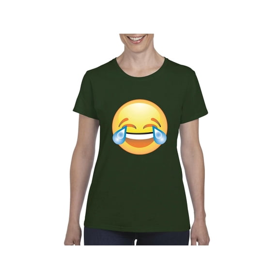 MmF - Women's T-Shirt Short Sleeve, up to Women Size 3XL - Emoji Laughing Tears
