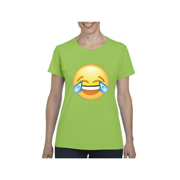 MmF - Women's T-Shirt Short Sleeve, up to Women Size 3XL - Emoji Laughing Tears