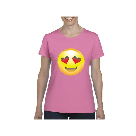 MmF - Women's T-Shirt Short Sleeve, up to Women Size 3XL - Emoji Smiling Face