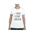 thumbnail image 1 of MmF - Women's T-Shirt Short Sleeve, up to Women Size 3XL - I Speak Fluent Sarcasm, 1 of 5