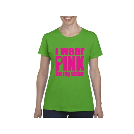 MmF - Women's T-Shirt Short Sleeve, up to Women Size 3XL - I Wear Pink For My Sister