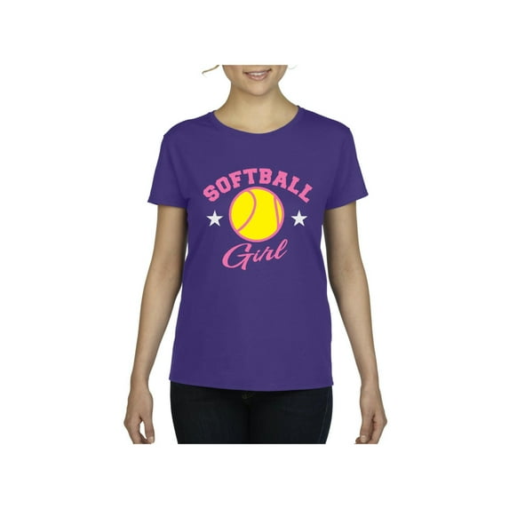 MmF - Women's T-Shirt Short Sleeve, up to Women Size 3XL - Softball Girl
