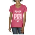 thumbnail image 1 of MmF - Women's T-Shirt V-Neck Short Sleeve - Christmas Mama Claus Deers, 1 of 5