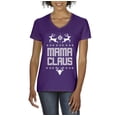 thumbnail image 1 of MmF - Women's T-Shirt V-Neck Short Sleeve - Christmas Mama Claus Deers, 1 of 5