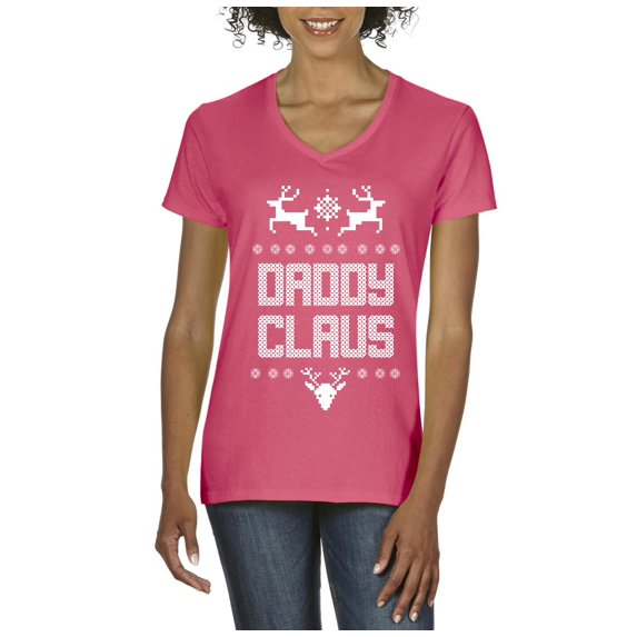 MmF - Women's T-Shirt V-Neck Short Sleeve - Christmas Santa Claus Daddy