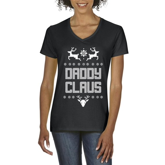 MmF - Women's T-Shirt V-Neck Short Sleeve - Christmas Santa Claus Daddy
