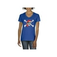 thumbnail image 1 of IWPF - Women's T-Shirt V-Neck Short Sleeve - Jolly Roger Skull & Crossbones, 1 of 5
