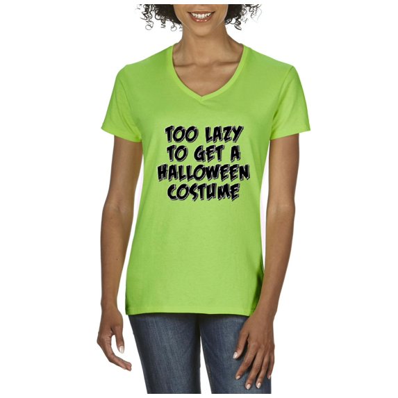 MmF - Women's T-Shirt V-Neck Short Sleeve - Halloween Too Lazy To Get a Halloween Costume