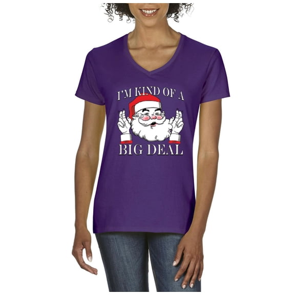 MmF - Women's T-Shirt V-Neck Short Sleeve - I'M KIND OF A BIG DEAL SANTA GIFT