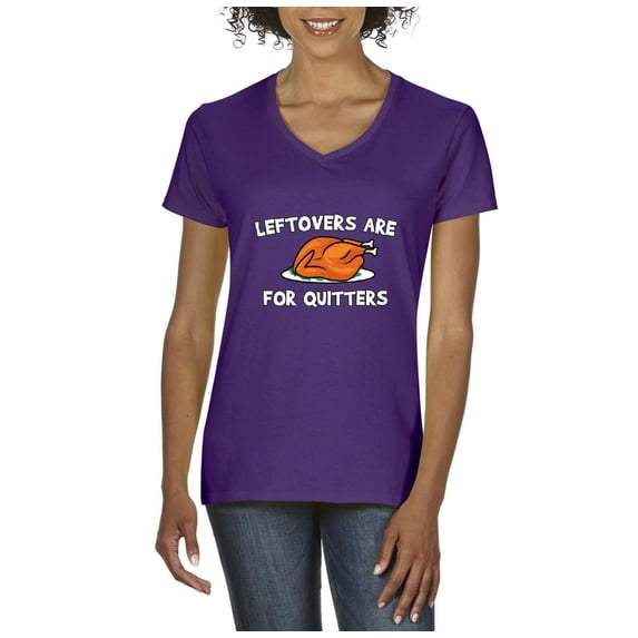 MmF - Women's T-Shirt V-Neck Short Sleeve - LEFTOVERS ARE FOR QUITTERS