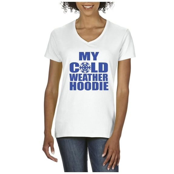 MmF - Women's T-Shirt V-Neck Short Sleeve - MY COLD WEATHER XMAS HOODIE