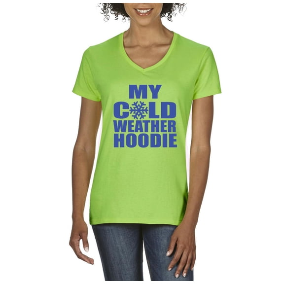 MmF - Women's T-Shirt V-Neck Short Sleeve - MY COLD WEATHER XMAS HOODIE
