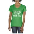 thumbnail image 1 of MmF - Women's T-Shirt V-Neck Short Sleeve - Merry Christmas ELF in Green, 1 of 5