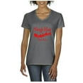 thumbnail image 1 of MmF - Women's T-Shirt V-Neck Short Sleeve - SLEIGH HAIR DON'T CARE, 1 of 5