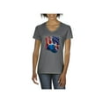 thumbnail image 1 of MmF - Women's T-Shirt V-Neck Short Sleeve, up to Women Size 3XL - American Flag 4th of July, 1 of 5