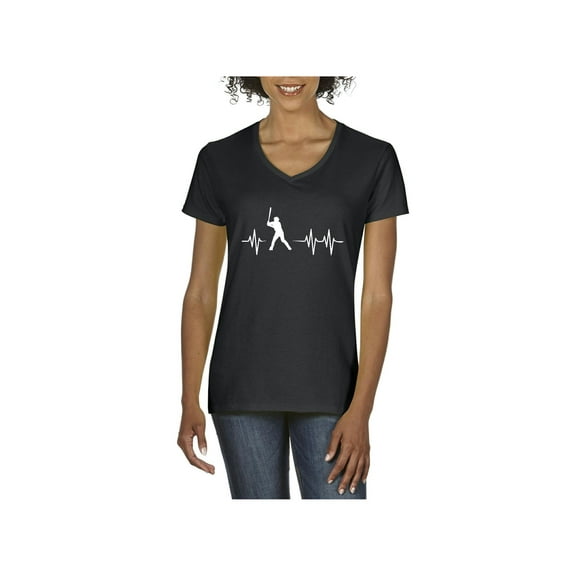 MmF - Women's T-Shirt V-Neck Short Sleeve, up to Women Size 3XL - Baseball
