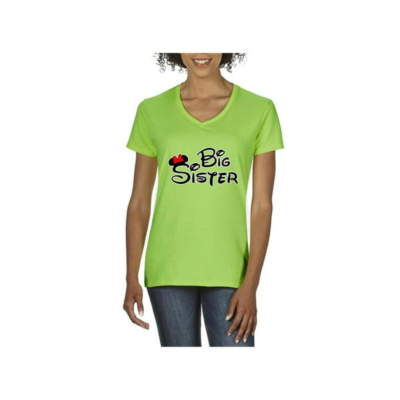MmF - Women's T-Shirt V-Neck Short Sleeve, up to Women Size 3XL - Big Sister