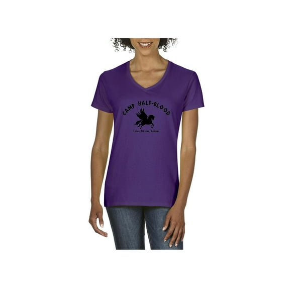 MmF - Women's T-Shirt V-Neck Short Sleeve, up to Women Size 3XL - Camp Half Blood Demigods