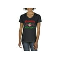 thumbnail image 1 of MmF - Women's T-Shirt V-Neck Short Sleeve, up to Women Size 3XL - Christmas Wrapper, 1 of 5