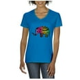 thumbnail image 1 of MmF - Women's T-Shirt V-Neck Short Sleeve, up to Women Size 3XL - Elephant, 1 of 5