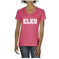 thumbnail image 1 of MmF - Women's T-Shirt V-Neck Short Sleeve, up to Women Size 3XL - Elks, 1 of 5