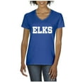 thumbnail image 1 of MmF - Women's T-Shirt V-Neck Short Sleeve, up to Women Size 3XL - Elks, 1 of 5