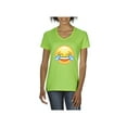 thumbnail image 1 of MmF - Women's T-Shirt V-Neck Short Sleeve, up to Women Size 3XL - Emoji Laughing Tears, 1 of 5